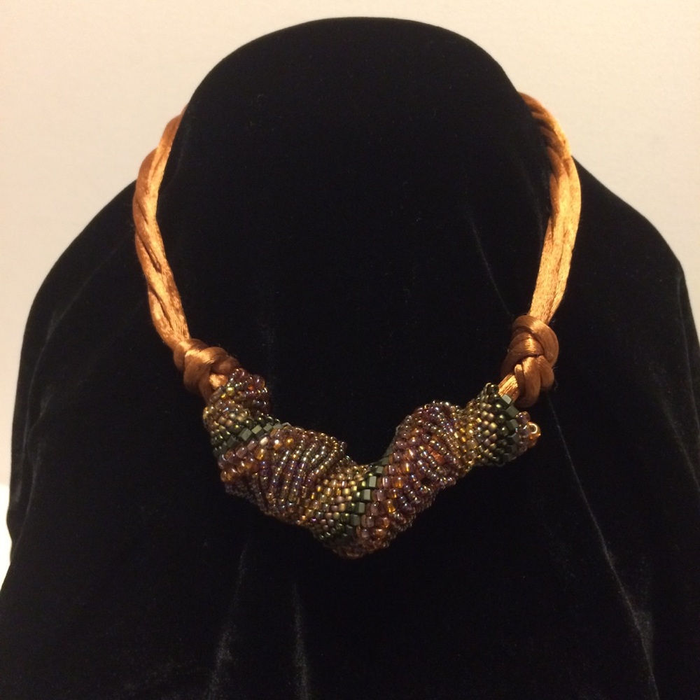 Free Form Artistic Beaded Choker Fused Glass Clasp - Picture 4 of 7